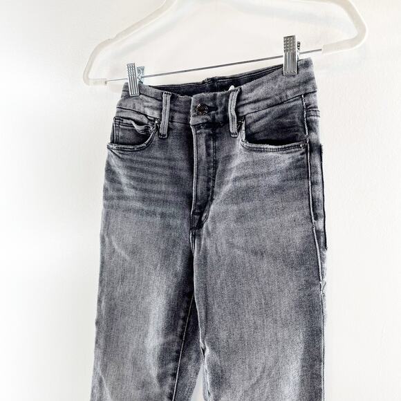 Good American Good Legs Cropped Skinny Button Fly High Rise Jeans Black 2 - Picture 11 of 11